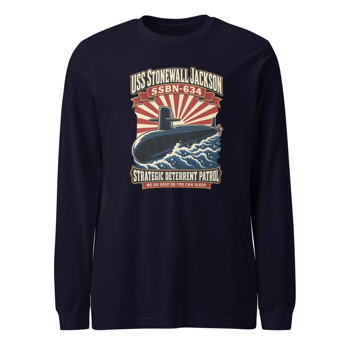 USS Stonewall Jackson (SSBN-634) Deterrent Patrol Long Sleeve Shirt - Retro