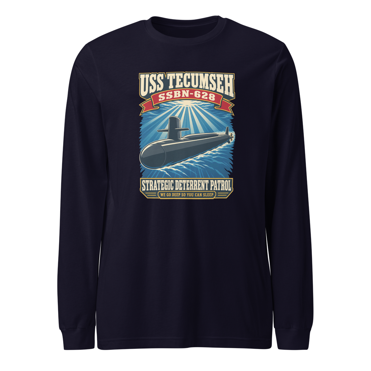 USS Tecumseh (SSBN-628) Deterrent Patrol Long Sleeve Shirt - Retro
