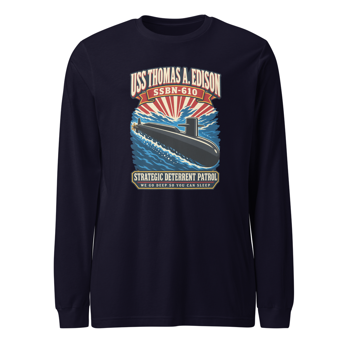 USS Thomas A. Edison (SSBN-610) Deterrent Patrol Long Sleeve Shirt - Retro
