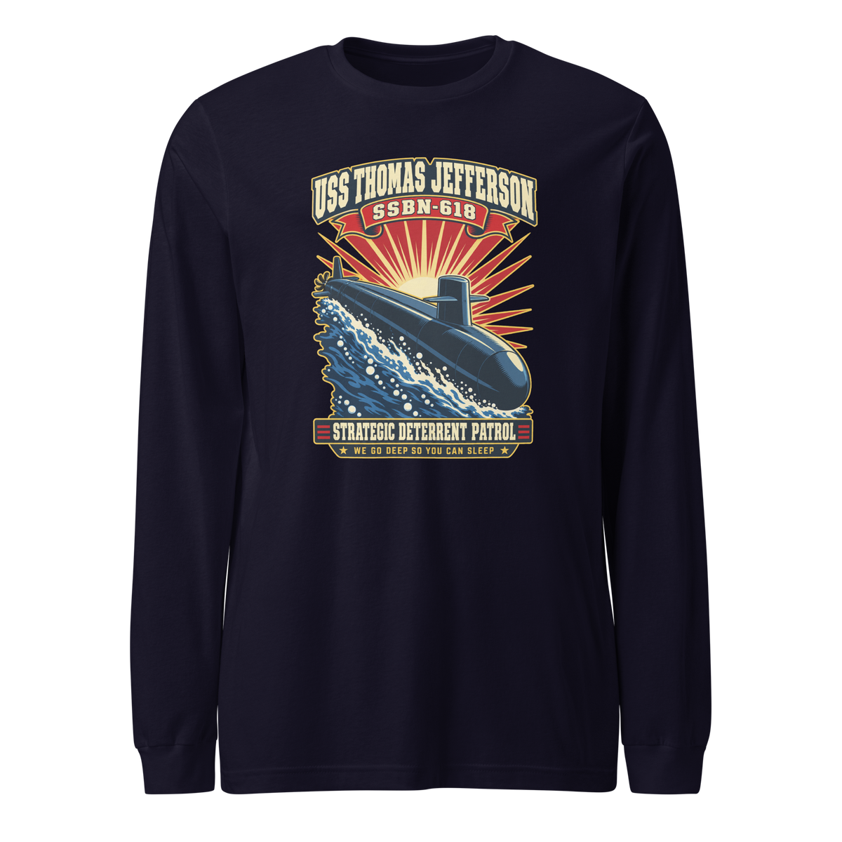USS Thomas Jefferson (SSBN-618) Deterrent Patrol Long Sleeve Shirt - Retro