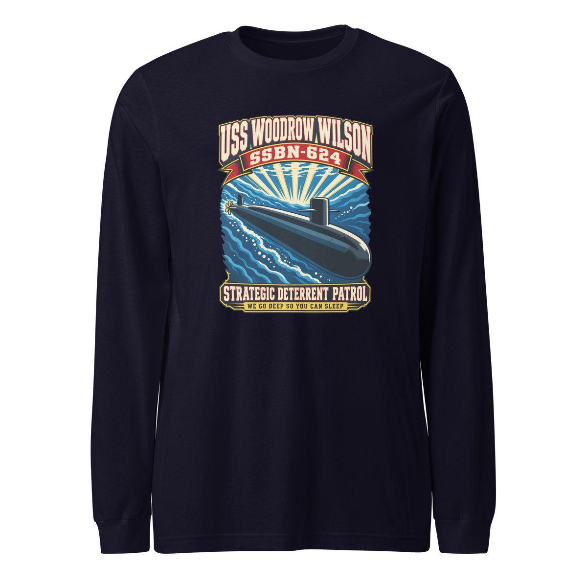 USS Woodrow Wilson (SSBN-624) Deterrent Patrol Long Sleeve Shirt - Retro