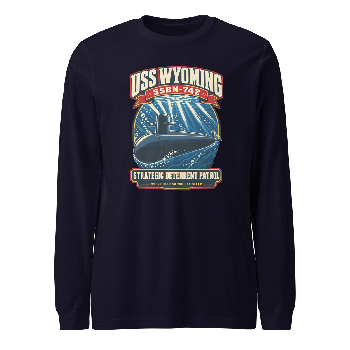 USS Wyoming (SSBN-742) Deterrent Patrol Long Sleeve Shirt - Retro