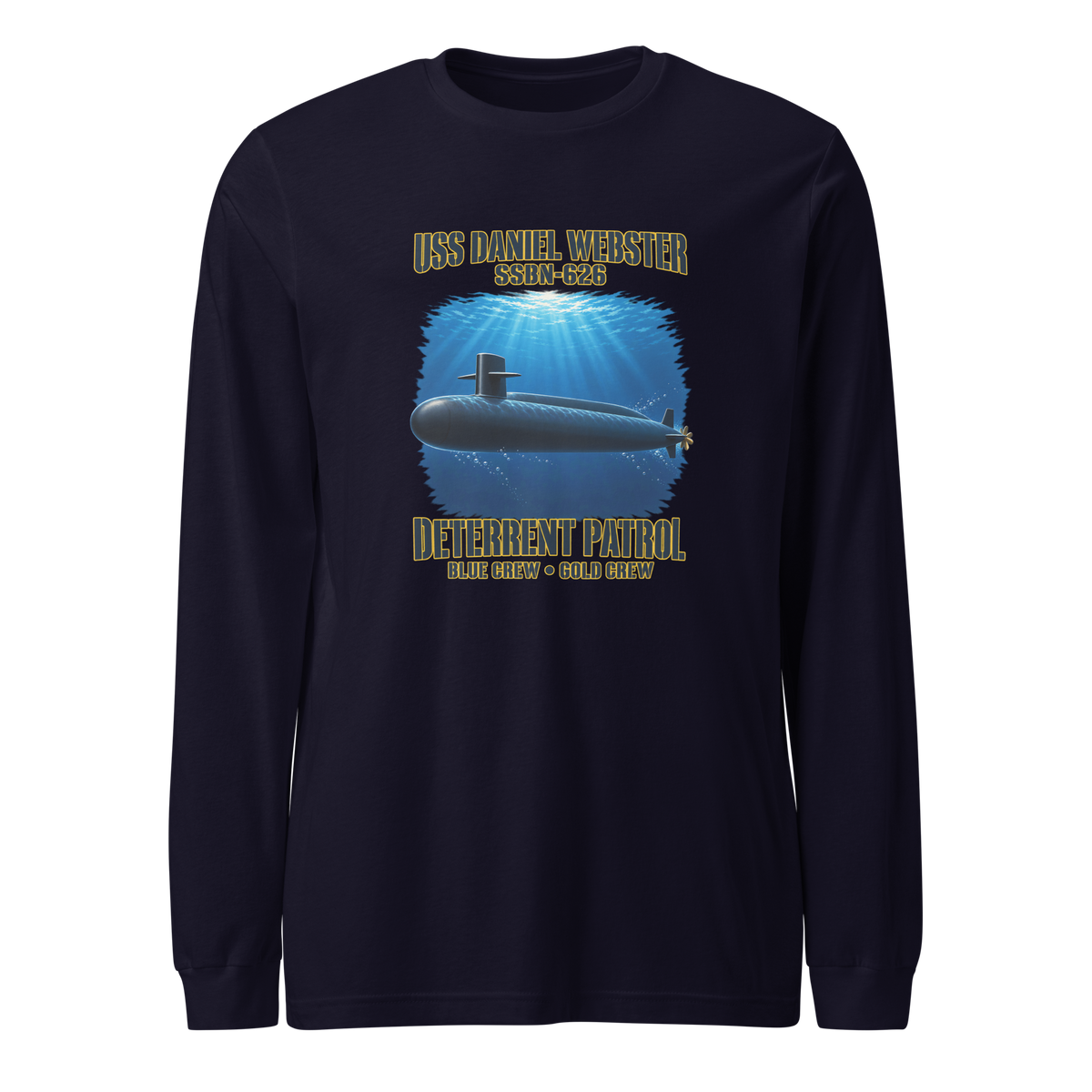 USS Daniel Webster (SSBN-626) Deterrent Patrol Long Sleeve Shirt - Deep Water