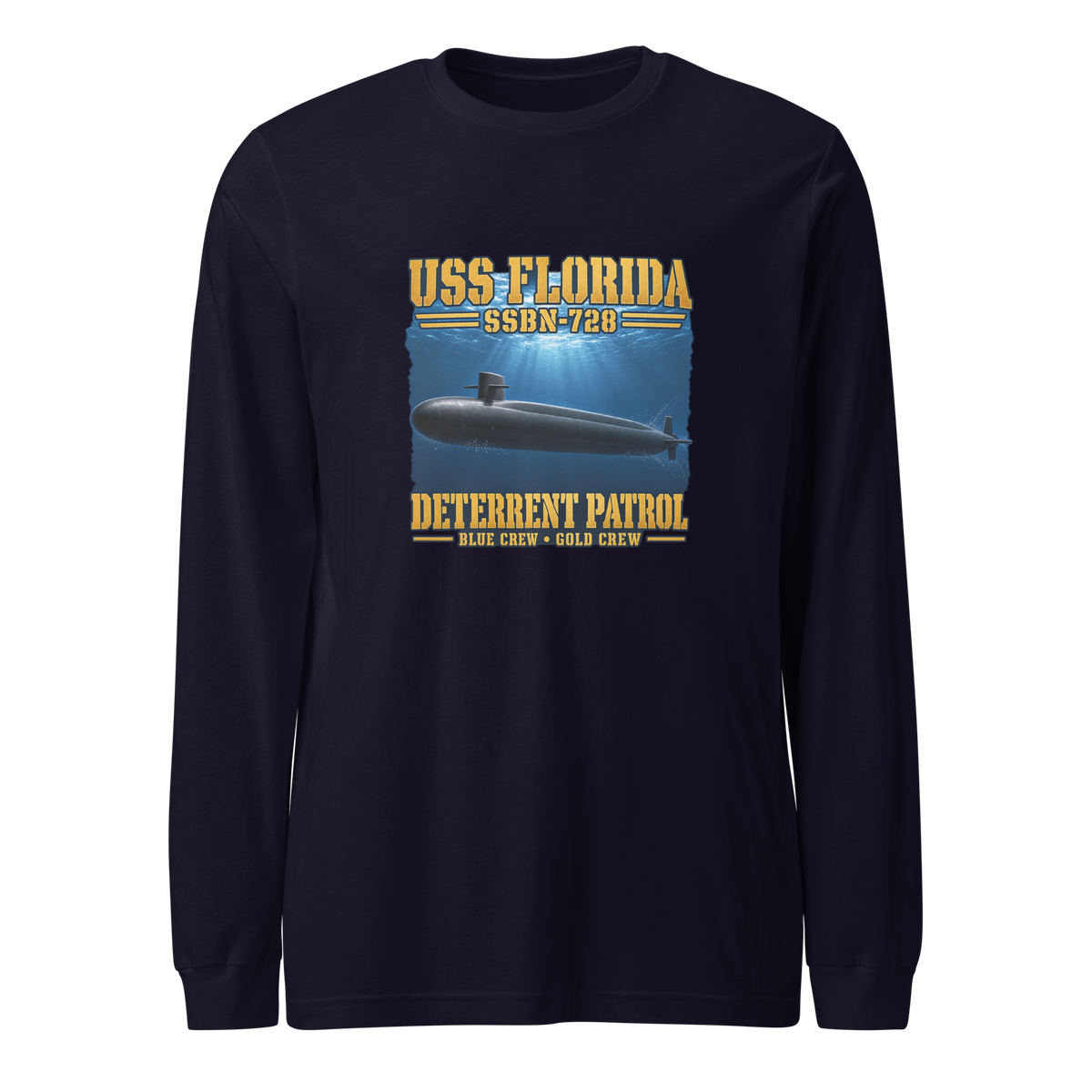 USS Florida (SSBN-728) Deterrent Patrol Long Sleeve Shirt - Deep Water