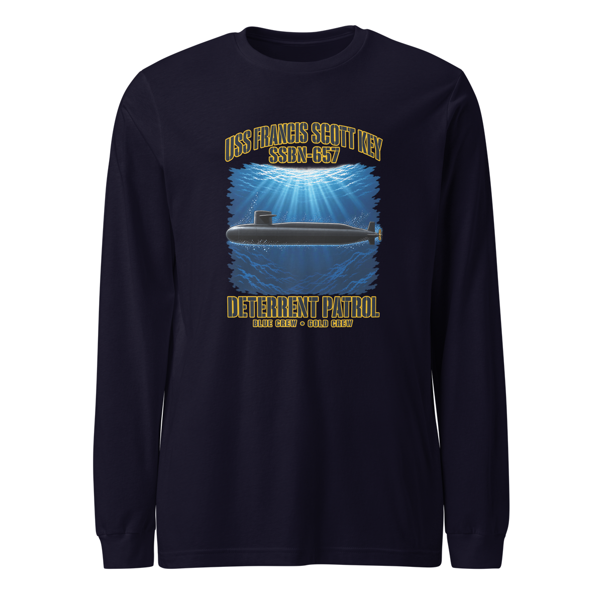 USS Francis Scott Key (SSBN-657) Deterrent Patrol Long Sleeve Shirt - Deep Water