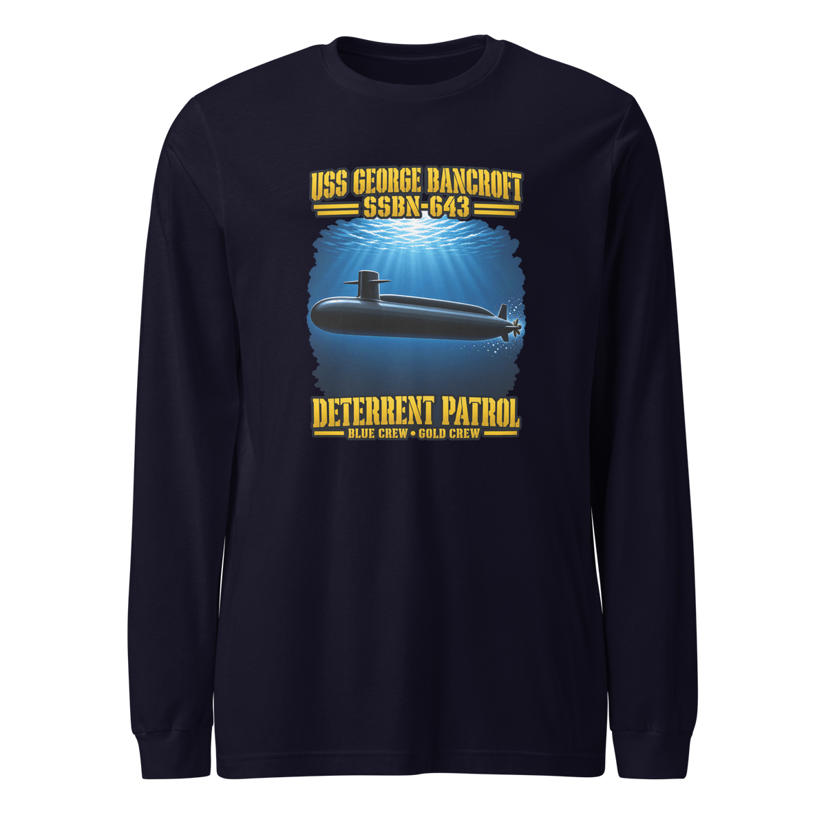 USS George Bancroft (SSBN-643) Deterrent Patrol Long Sleeve Shirt - Deep Water