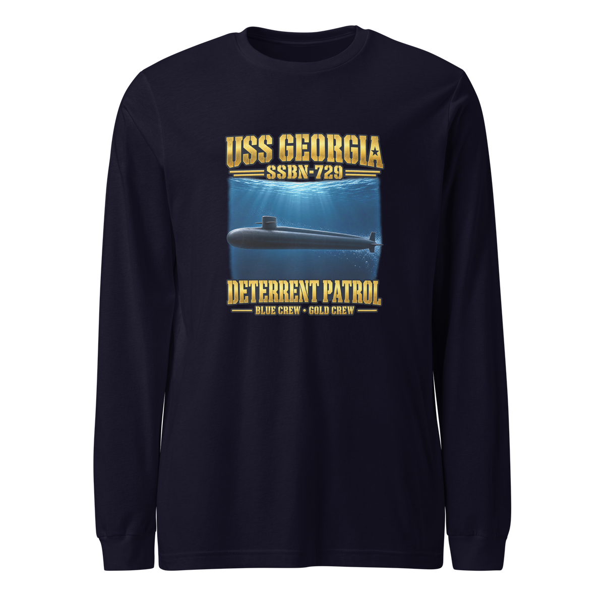 USS Georgia (SSBN-729) Deterrent Patrol Long Sleeve Shirt - Deep Water