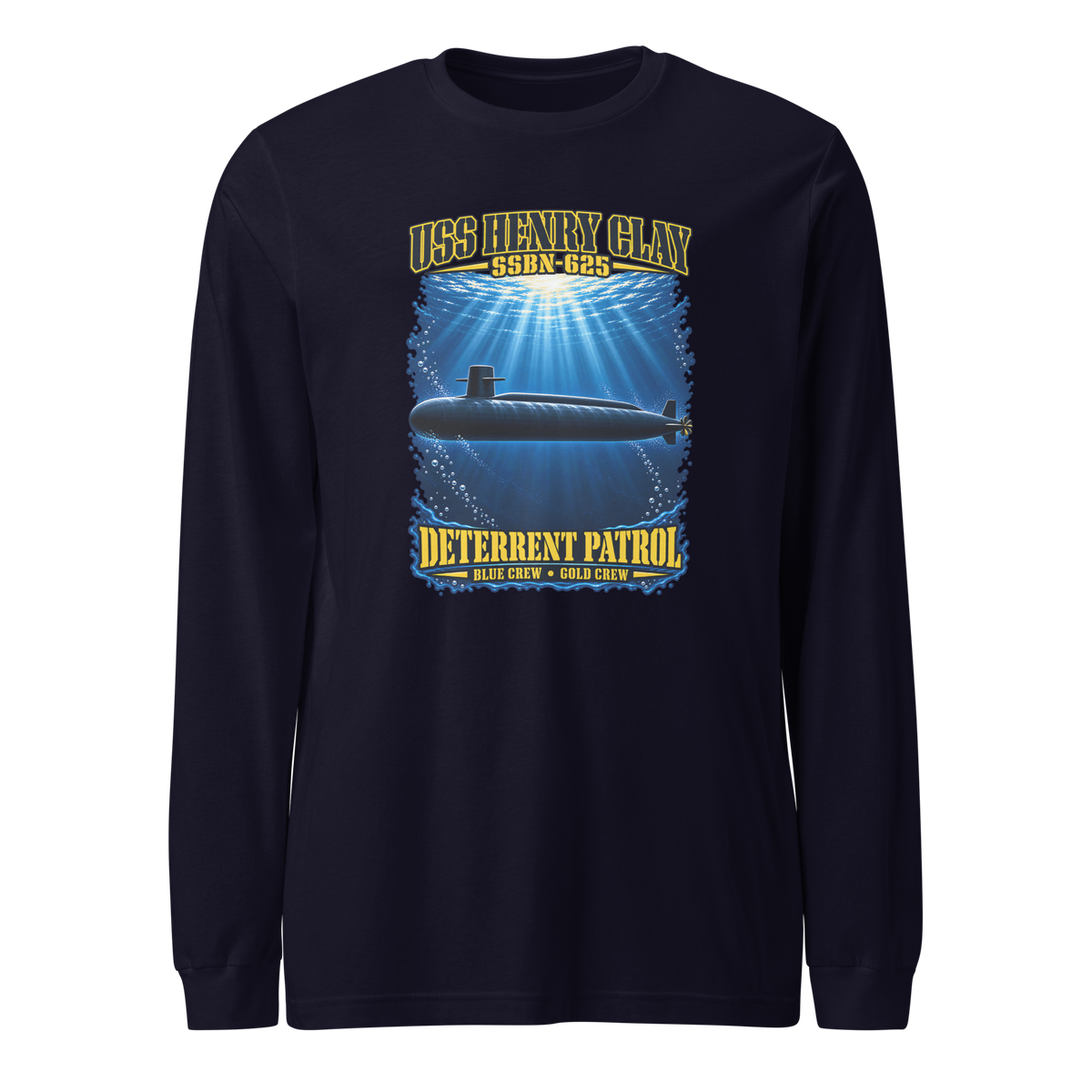 USS Henry Clay (SSBN-625) Deterrent Patrol Long Sleeve Shirt - Deep Water