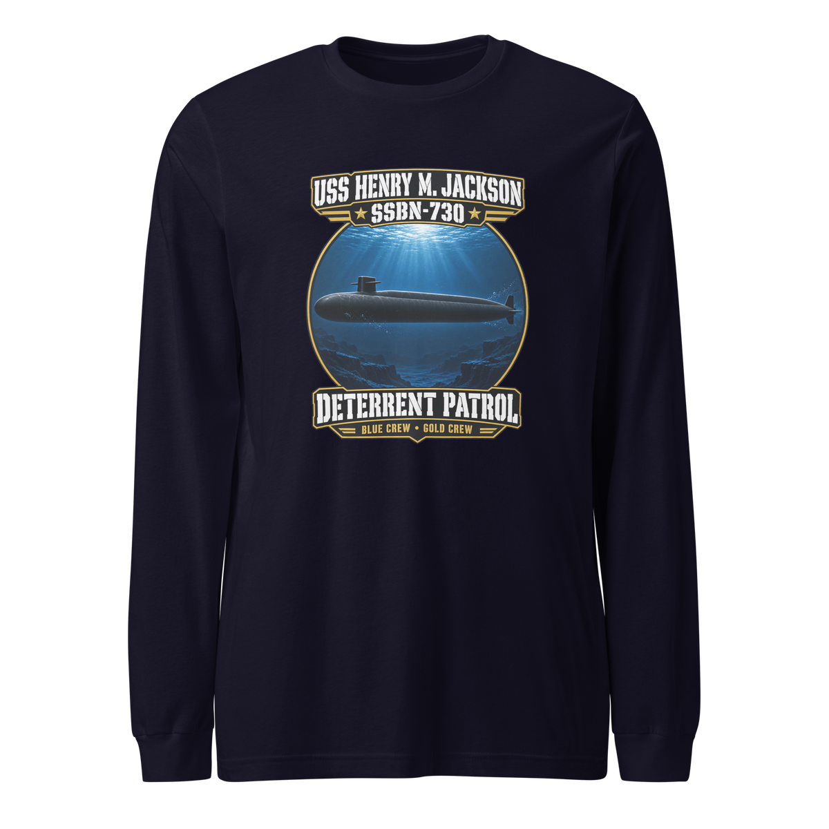 USS Henry M. Jackson (SSBN-730) Deterrent Patrol Long Sleeve Shirt - Deep Water
