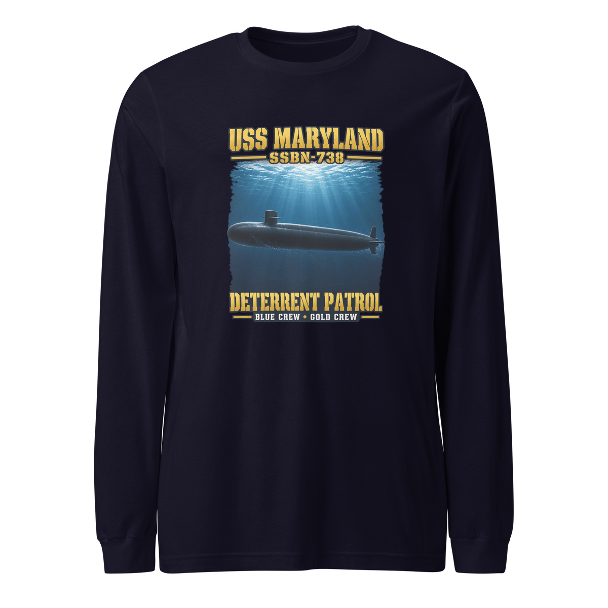 USS Maryland (SSBN-738) Deterrent Patrol Long Sleeve Shirt - Deep Water