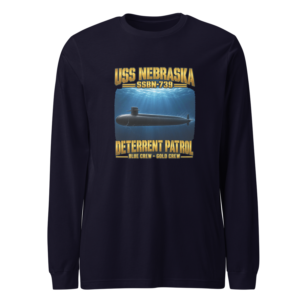 USS Nebraska (SSBN-739) Deterrent Patrol Long Sleeve Shirt - Deep Water