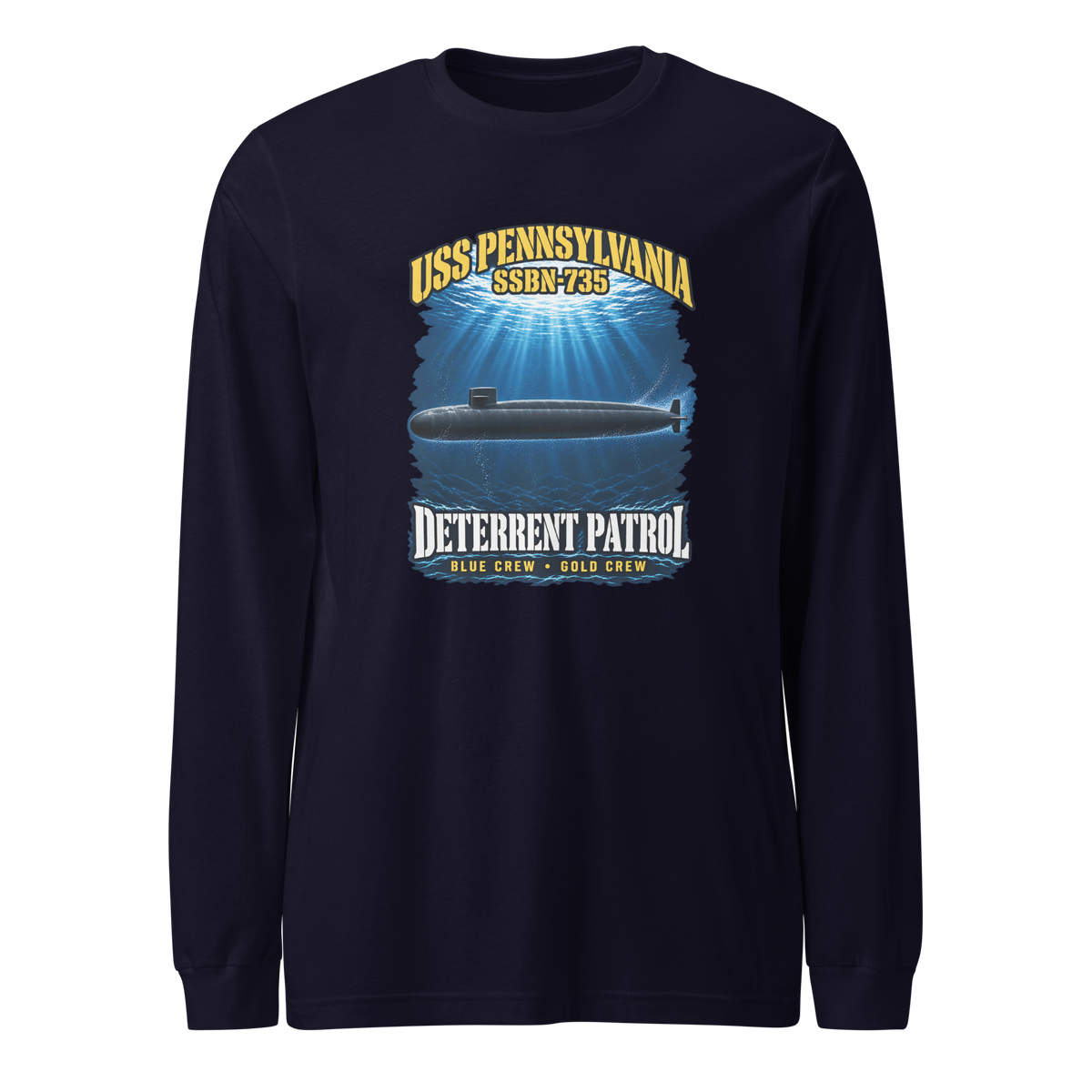 USS Pennsylvania (SSBN-735) Deterrent Patrol Long Sleeve Shirt - Deep Water