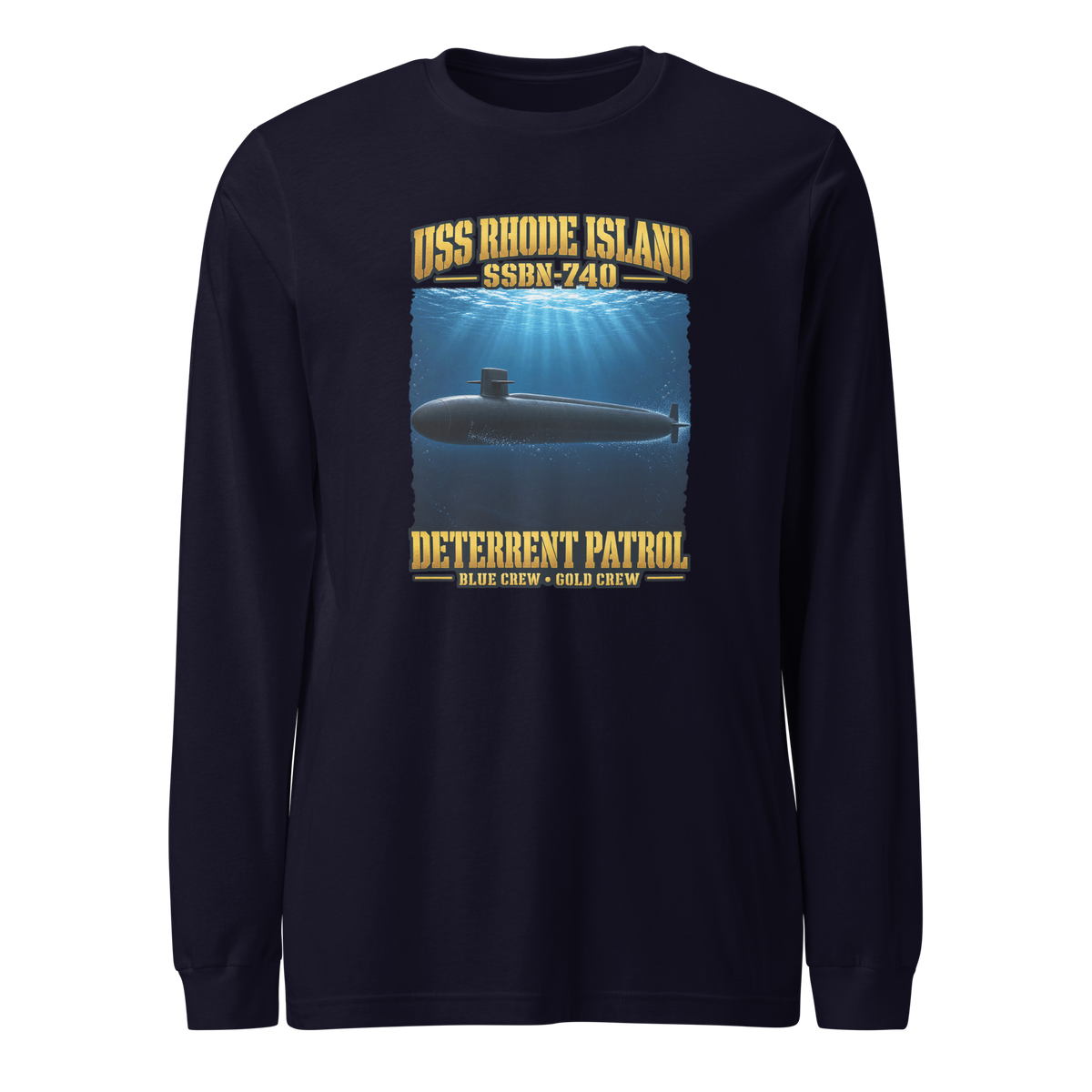 USS Rhode Island (SSBN-740) Deterrent Patrol Long Sleeve Shirt - Deep Water