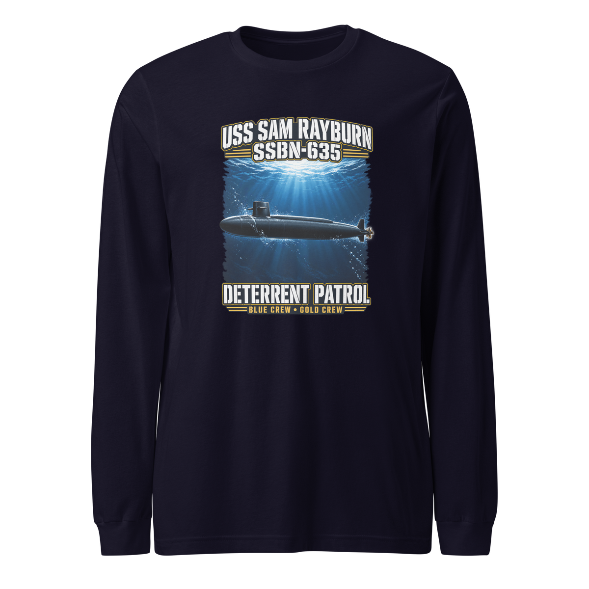 USS Sam Rayburn (SSBN-635) Deterrent Patrol Long Sleeve Shirt - Deep Water