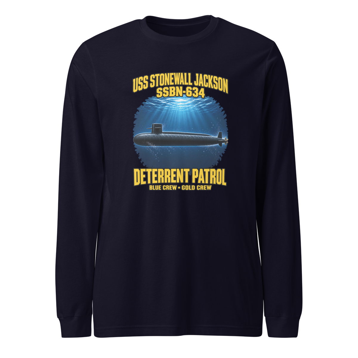 USS Stonewall Jackson (SSBN-634) Deterrent Patrol Long Sleeve Shirt - Deep Water