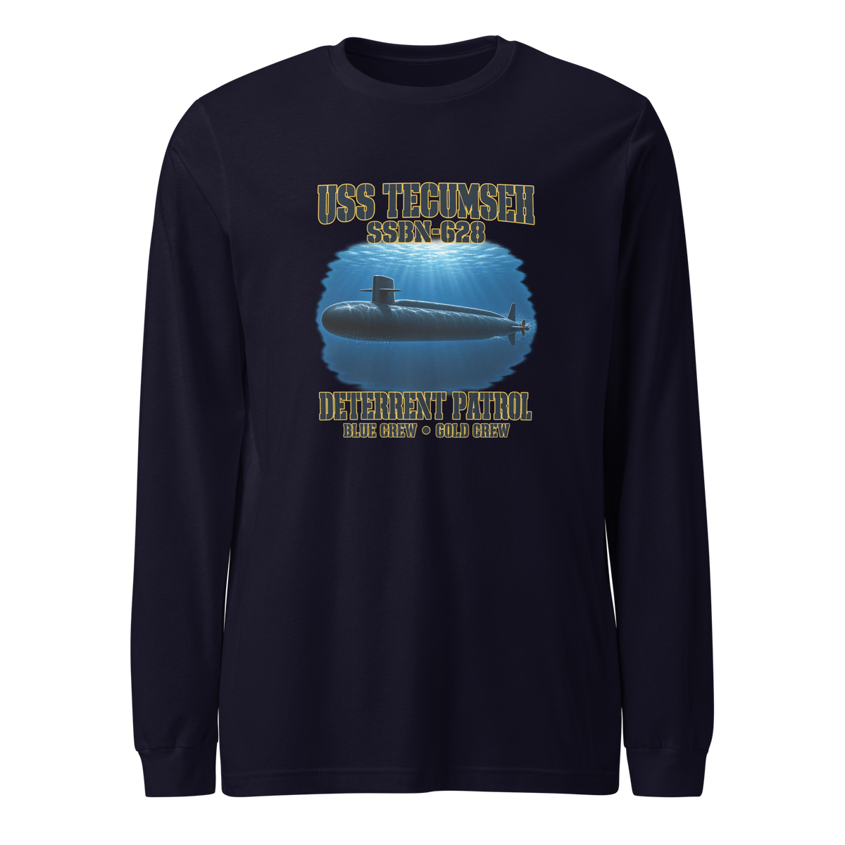 USS Tecumseh (SSBN-628) Deterrent Patrol Long Sleeve Shirt - Deep Water
