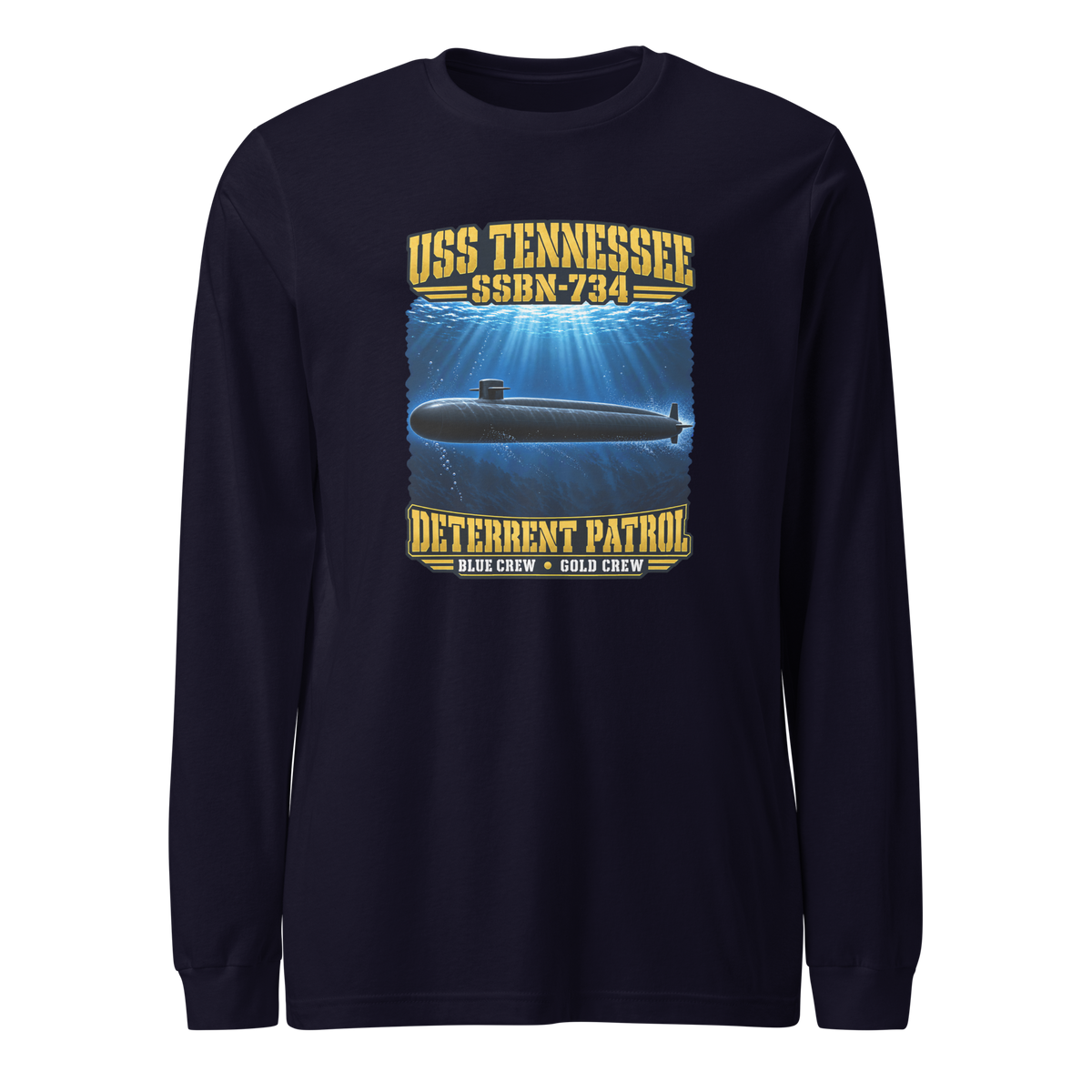 USS Tennessee (SSBN-734) Deterrent Patrol Long Sleeve Shirt - Deep Water