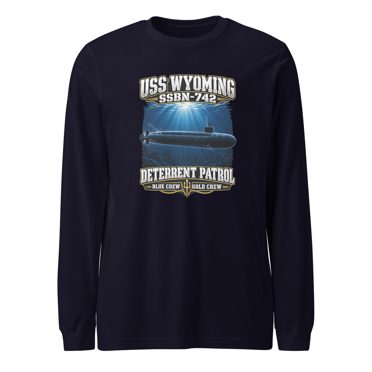 USS Wyoming (SSBN-742) Deterrent Patrol Long Sleeve Shirt - Deep Water