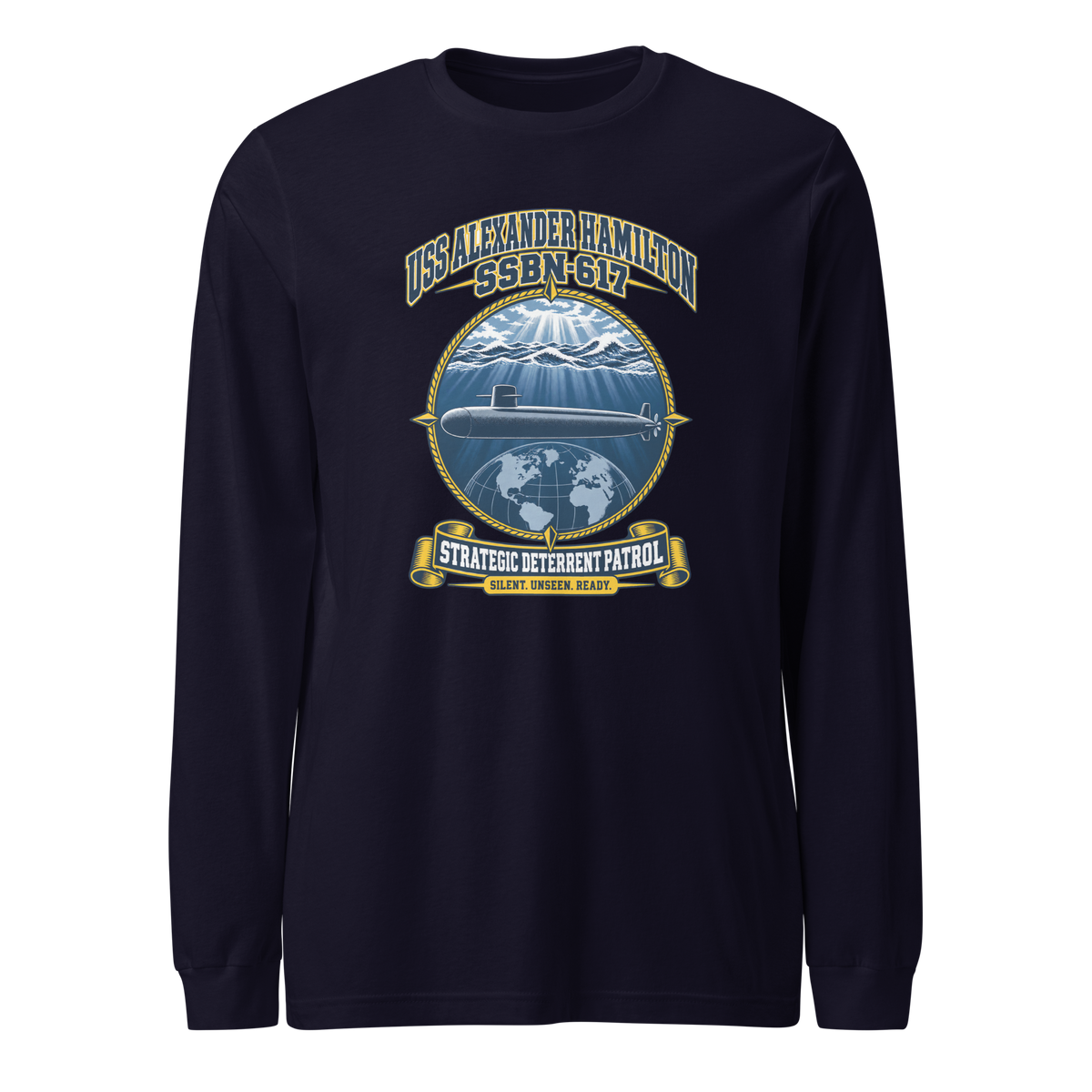 USS Alexander Hamilton (SSBN-617) Deterrent Patrol Long Sleeve Shirt - Emblem