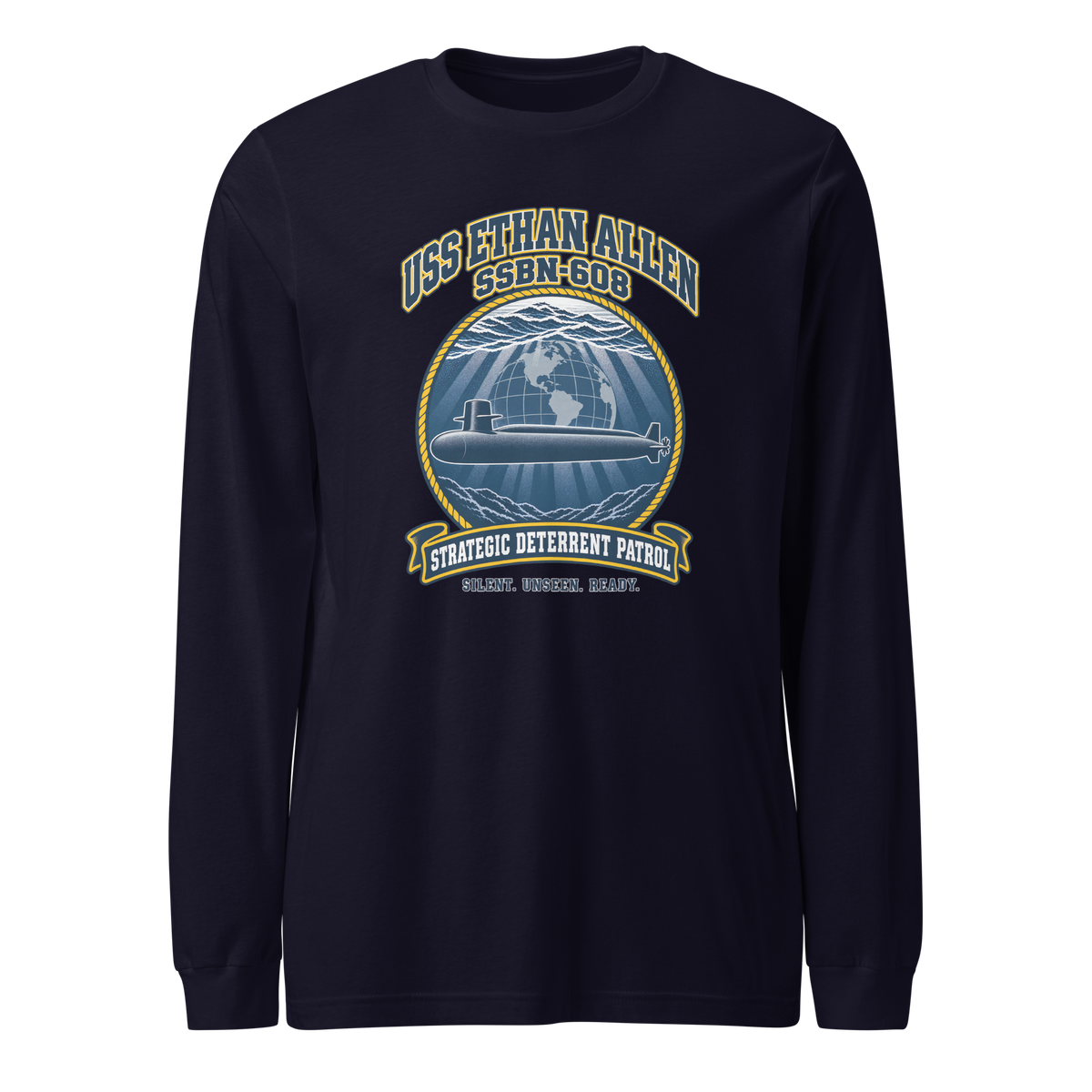 USS Ethan Allen (SSBN-608) Deterrent Patrol Long Sleeve Shirt - Emblem