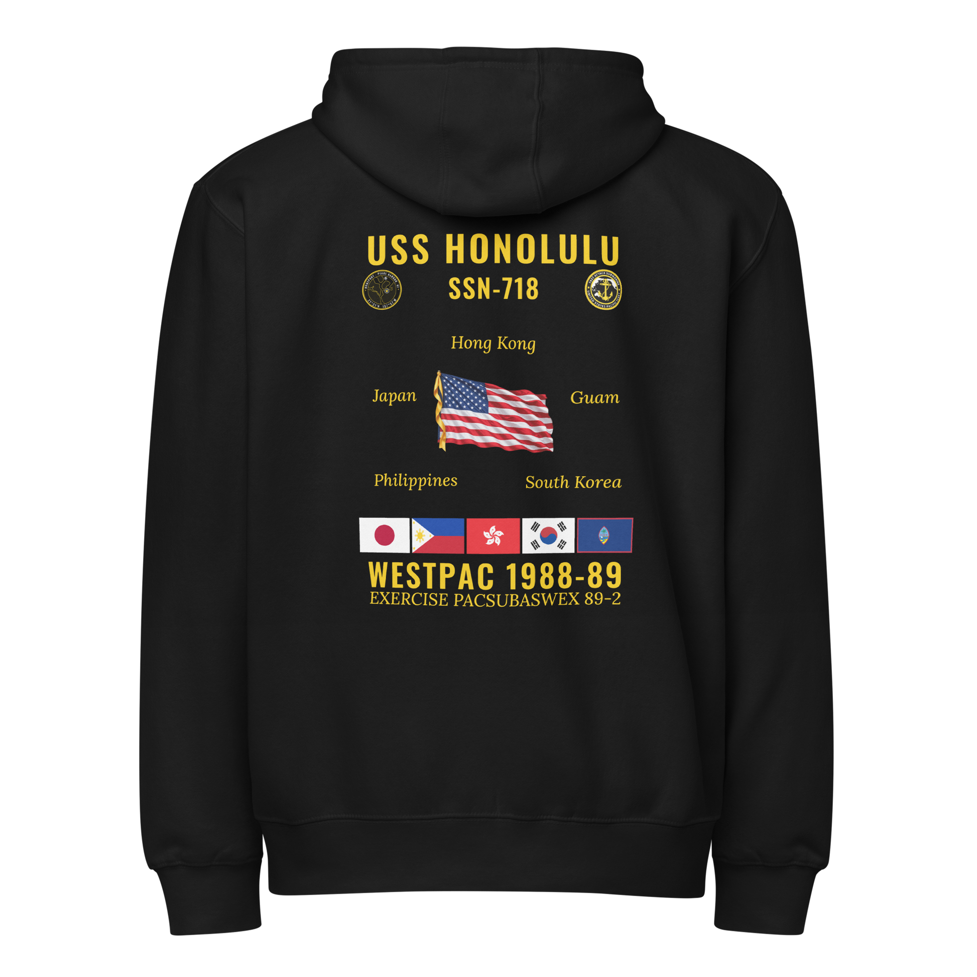 USS Honolulu (SSN-718) 1988-89 WestPac Cruise Zip Hoodie