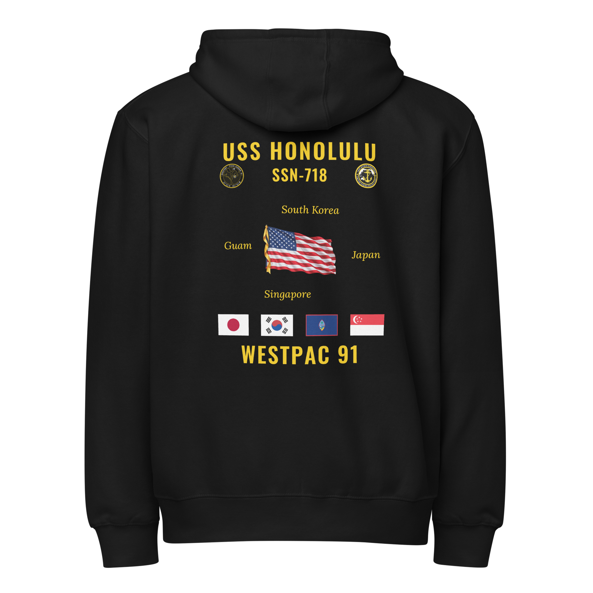 USS Honolulu (SSN-718) 1991 WestPac Cruise Zip Hoodie