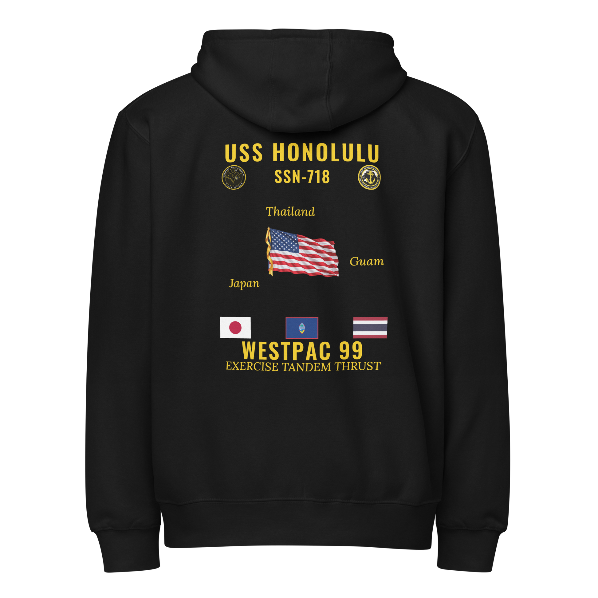 USS Honolulu (SSN-718) 1999 WestPac Cruise Zip Hoodie