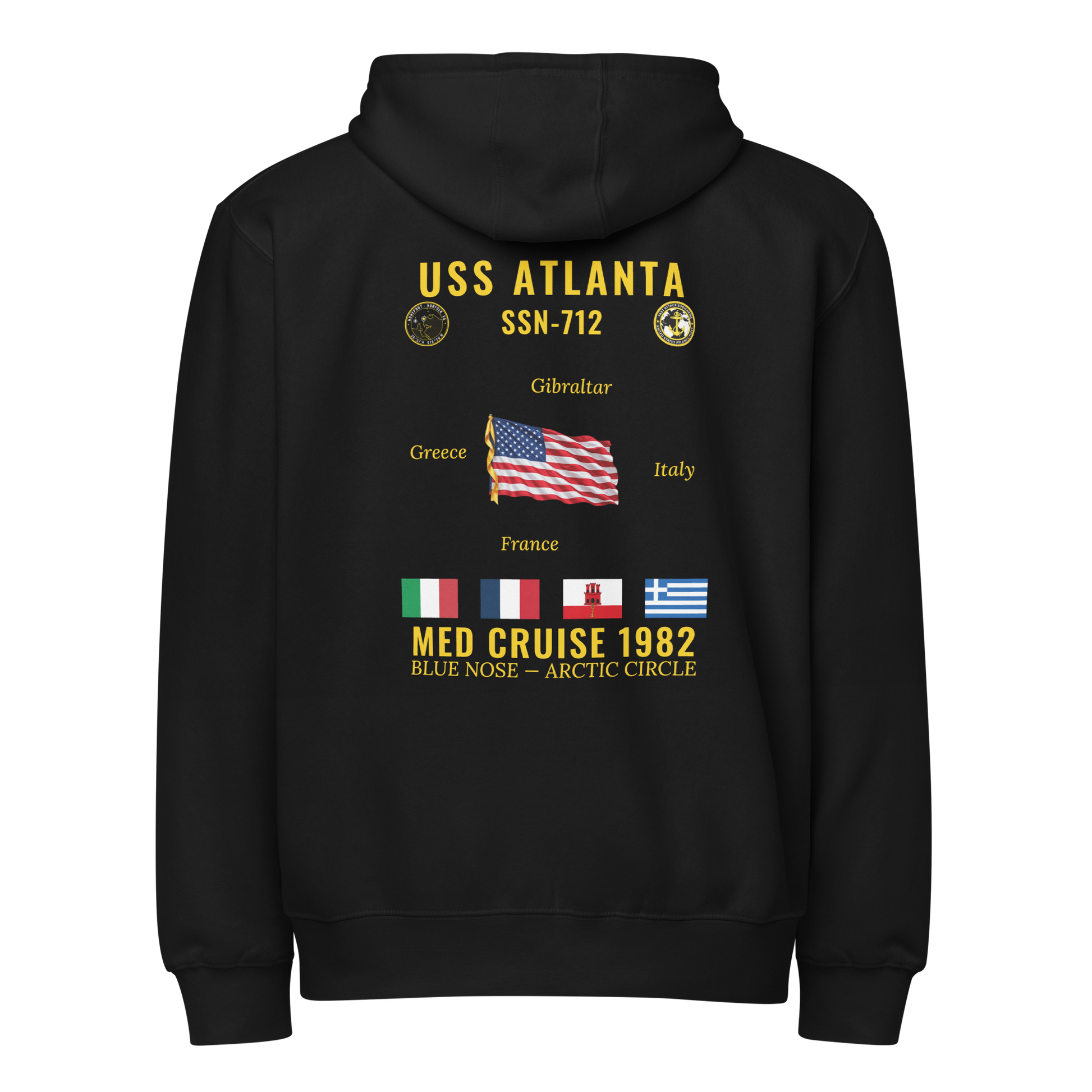 USS Atlanta (SSN-712) 1982 Med Cruise Zip Hoodie