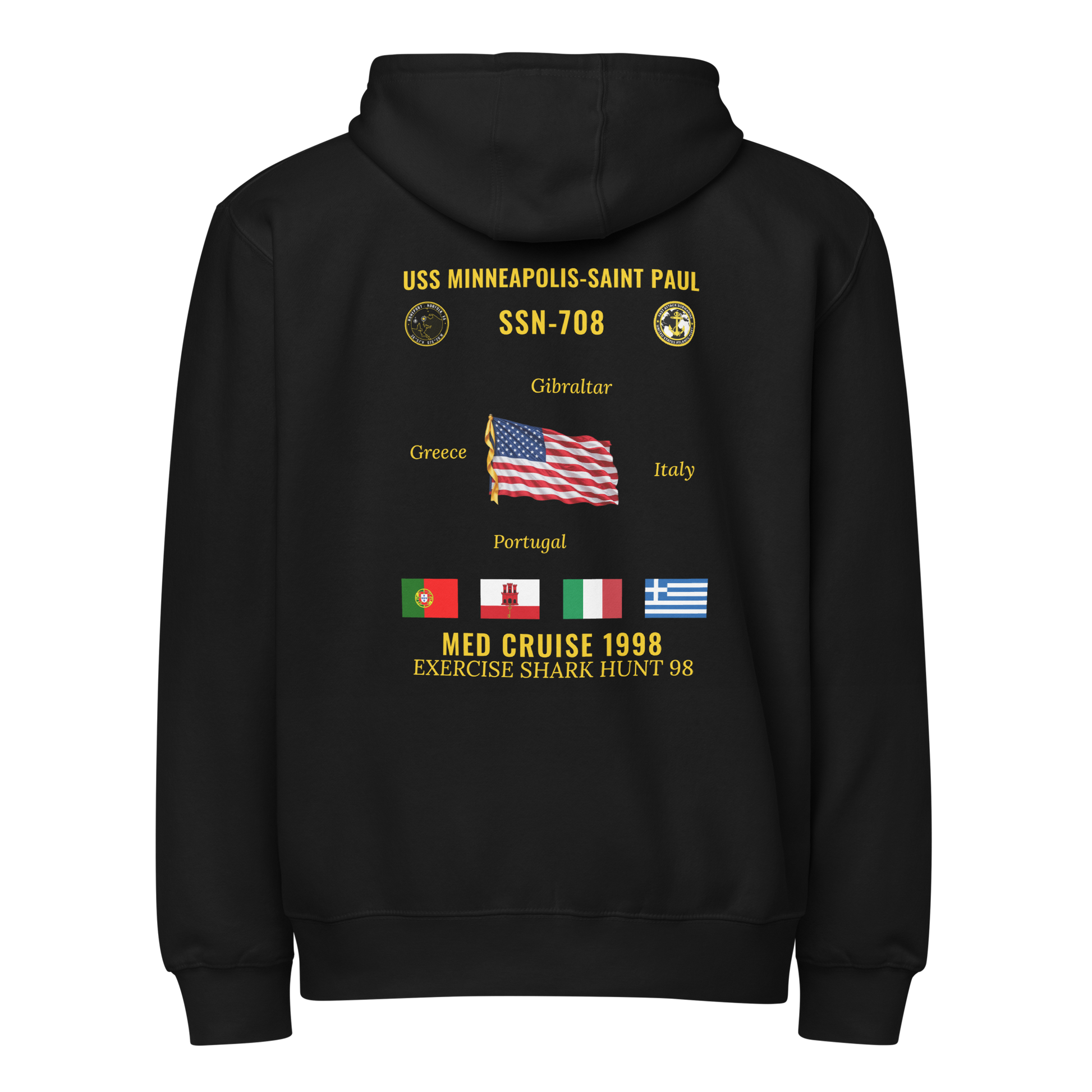 USS Minneapolis-Saint Paul (SSN-708) 1998 Med Cruise Zip Hoodie