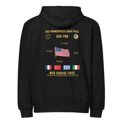 USS Minneapolis-Saint Paul (SSN-708) 2002 Med Cruise Zip Hoodie