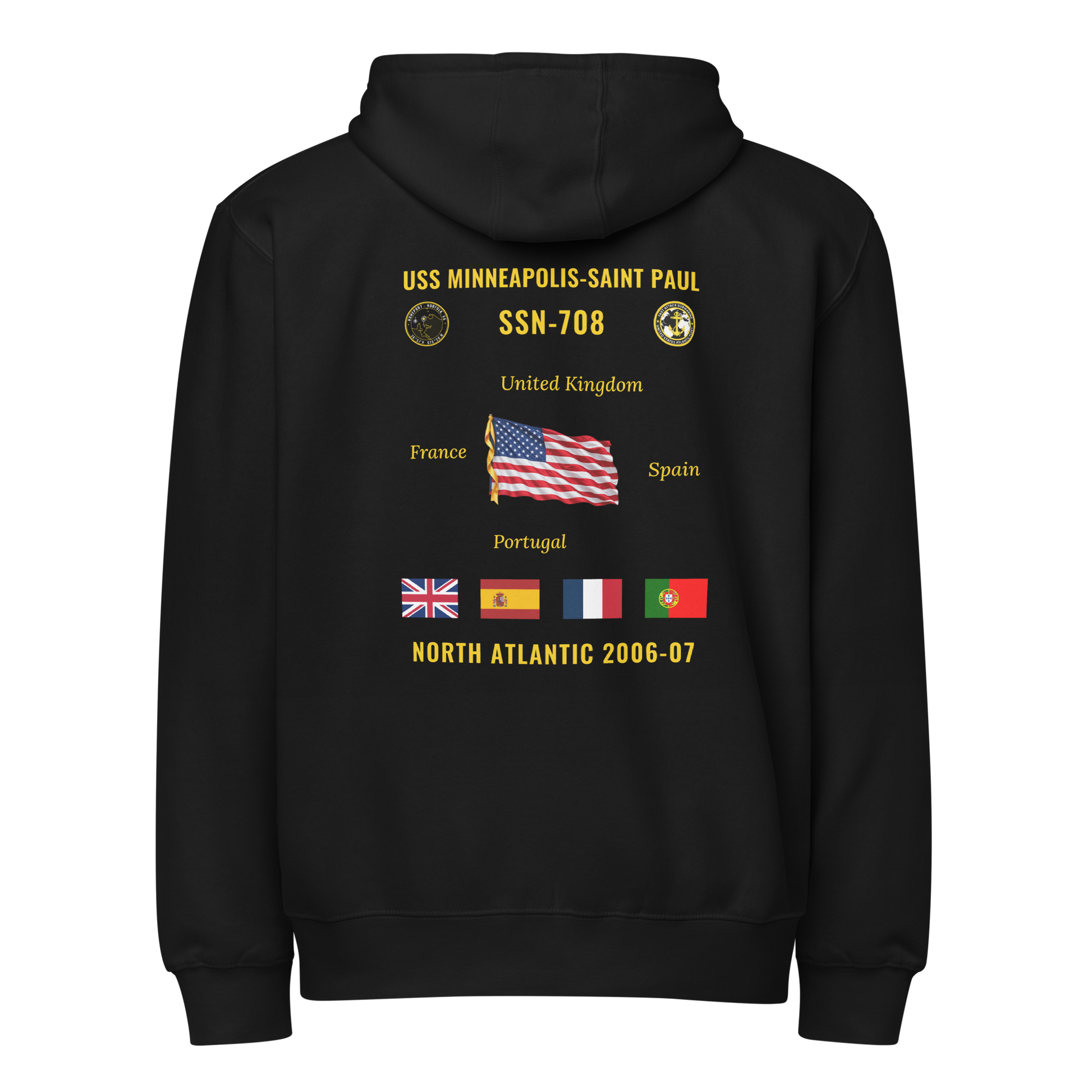 USS Minneapolis-Saint Paul (SSN-708) 2006-07 North Atlantic Cruise Zip Hoodie