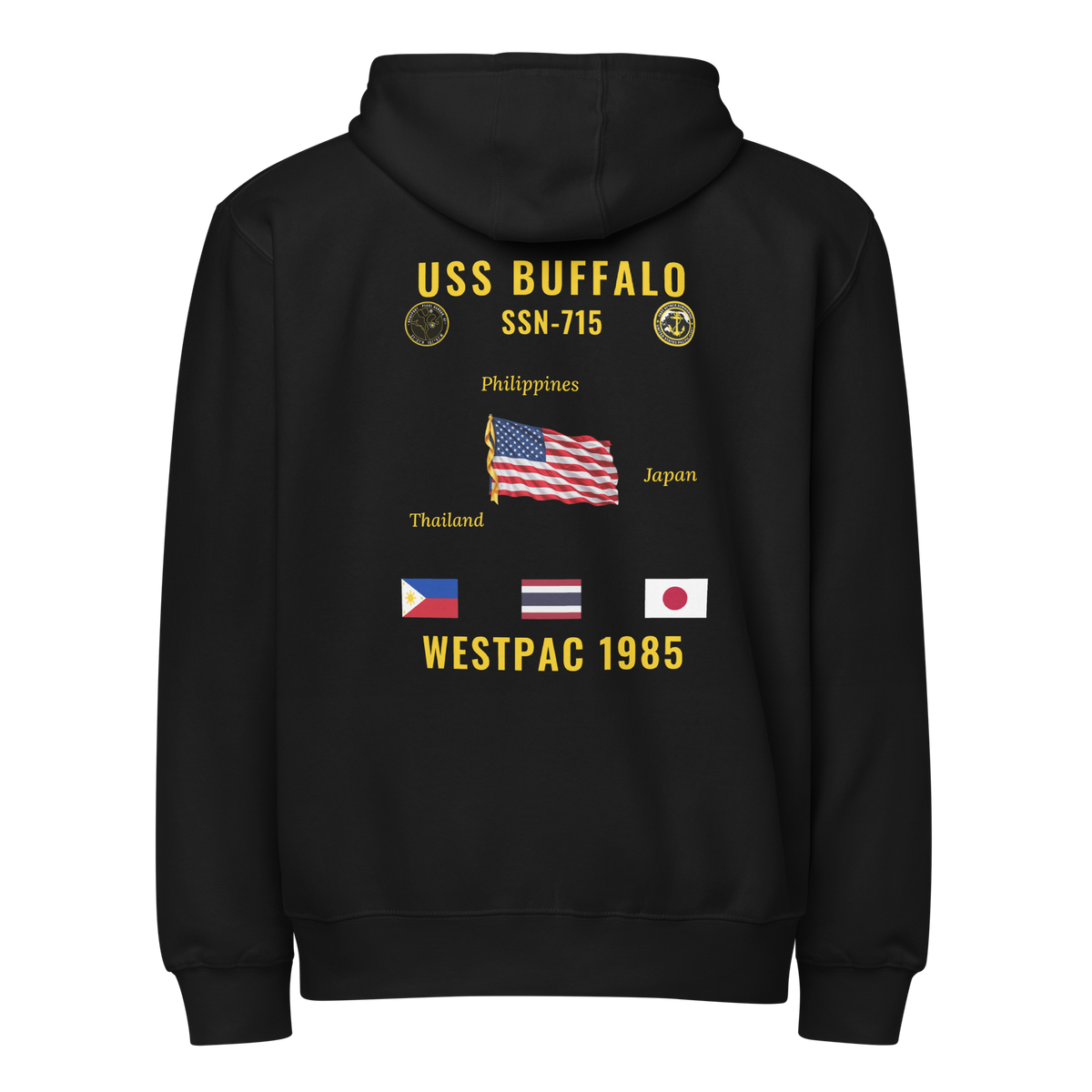 USS Buffalo (SSN-715) 1985 WestPac Cruise Zip Hoodie
