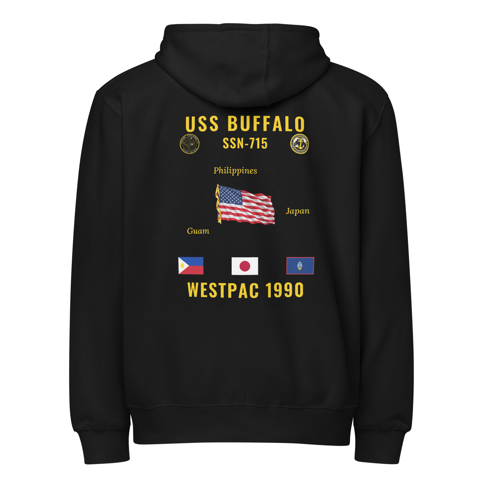 USS Buffalo (SSN-715) 1990 WestPac Cruise Zip Hoodie