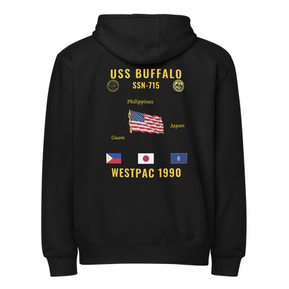 USS Buffalo (SSN-715) 1990 WestPac Cruise Zip Hoodie
