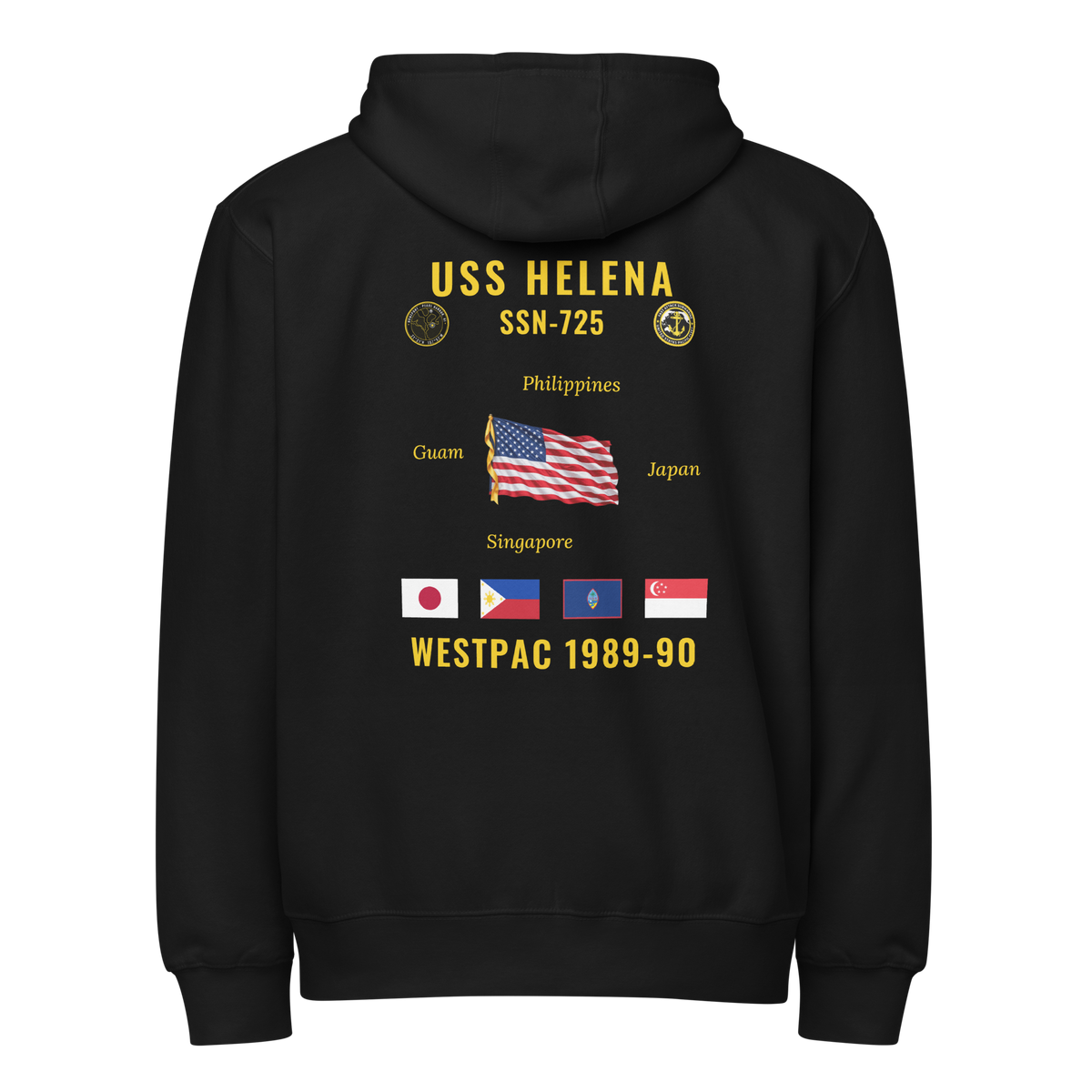 USS Helena (SSN-725) 1989-90 WestPac Cruise Zip Hoodie
