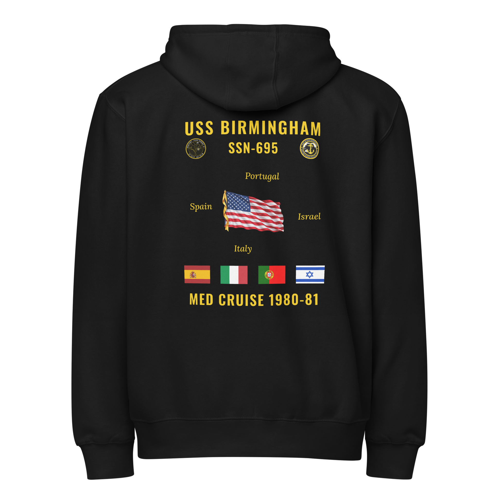USS Birmingham (SSN-695) 1980-81 Med Cruise Zip Hoodie