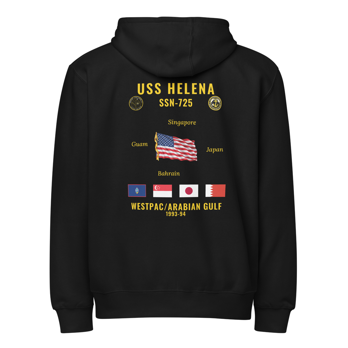 USS Helena (SSN-725) 1993-94 WestPac/Arabian Gulf Cruise Zip Hoodie