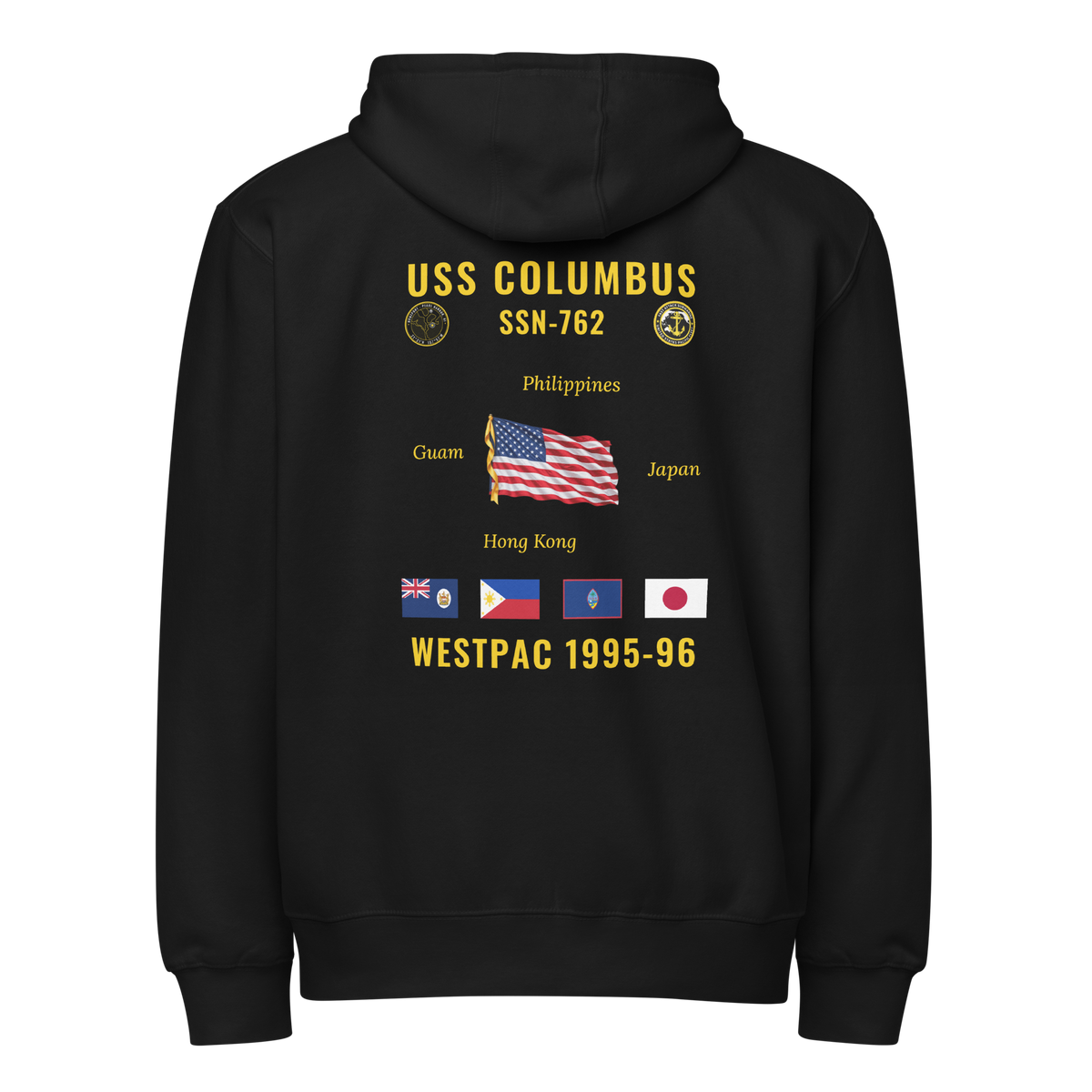 USS Columbus (SSN-762) 1995-96 WestPac Cruise Zip Hoodie
