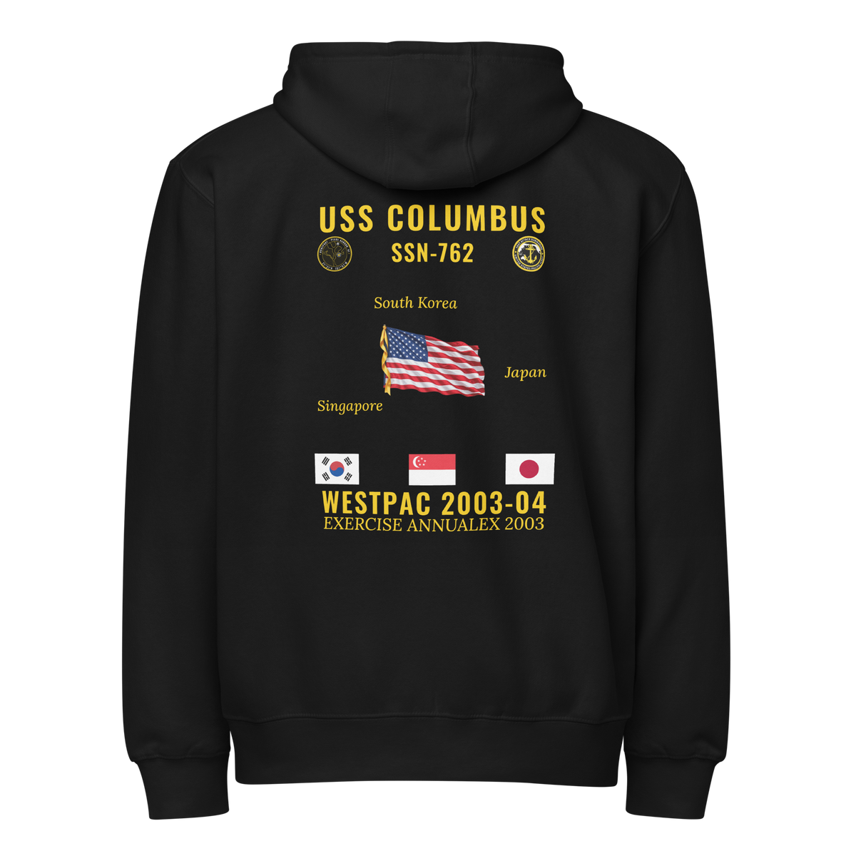USS Columbus (SSN-762) 2003-04 WestPac Cruise Zip Hoodie