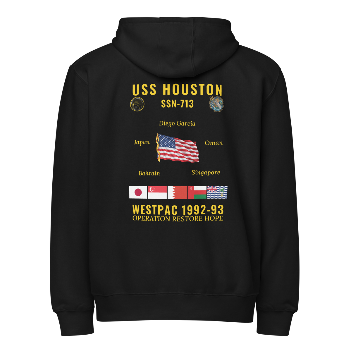 USS Houston (SSN-713) 1992-93 WestPac Cruise Zip Hoodie