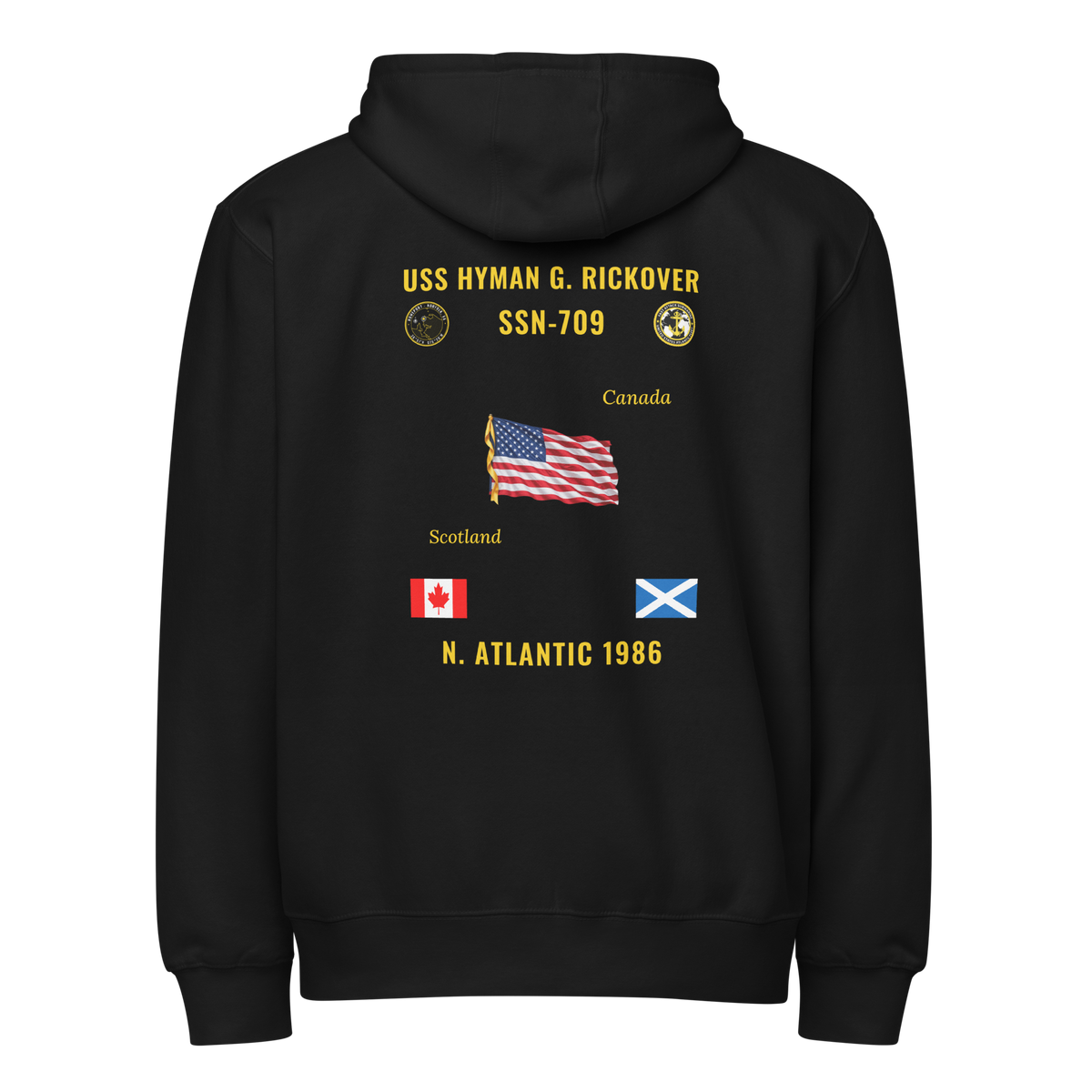 USS Hyman G. Rickover (SSN-709) 1986 N. Atlantic Cruise Zip Hoodie