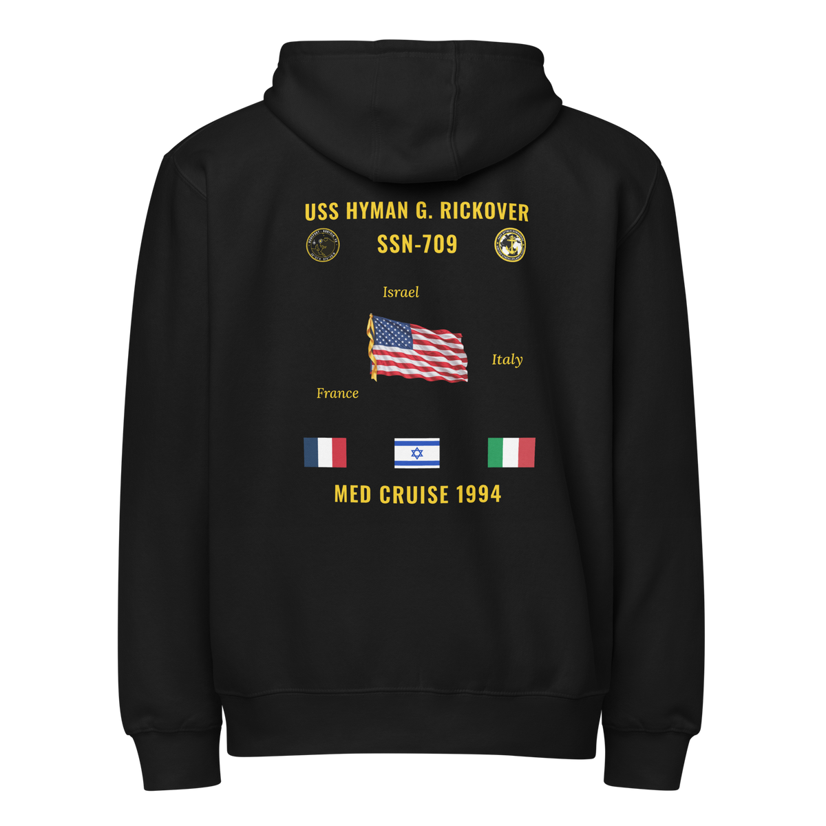 USS Hyman G. Rickover (SSN-709) 1994 Med Cruise Zip Hoodie