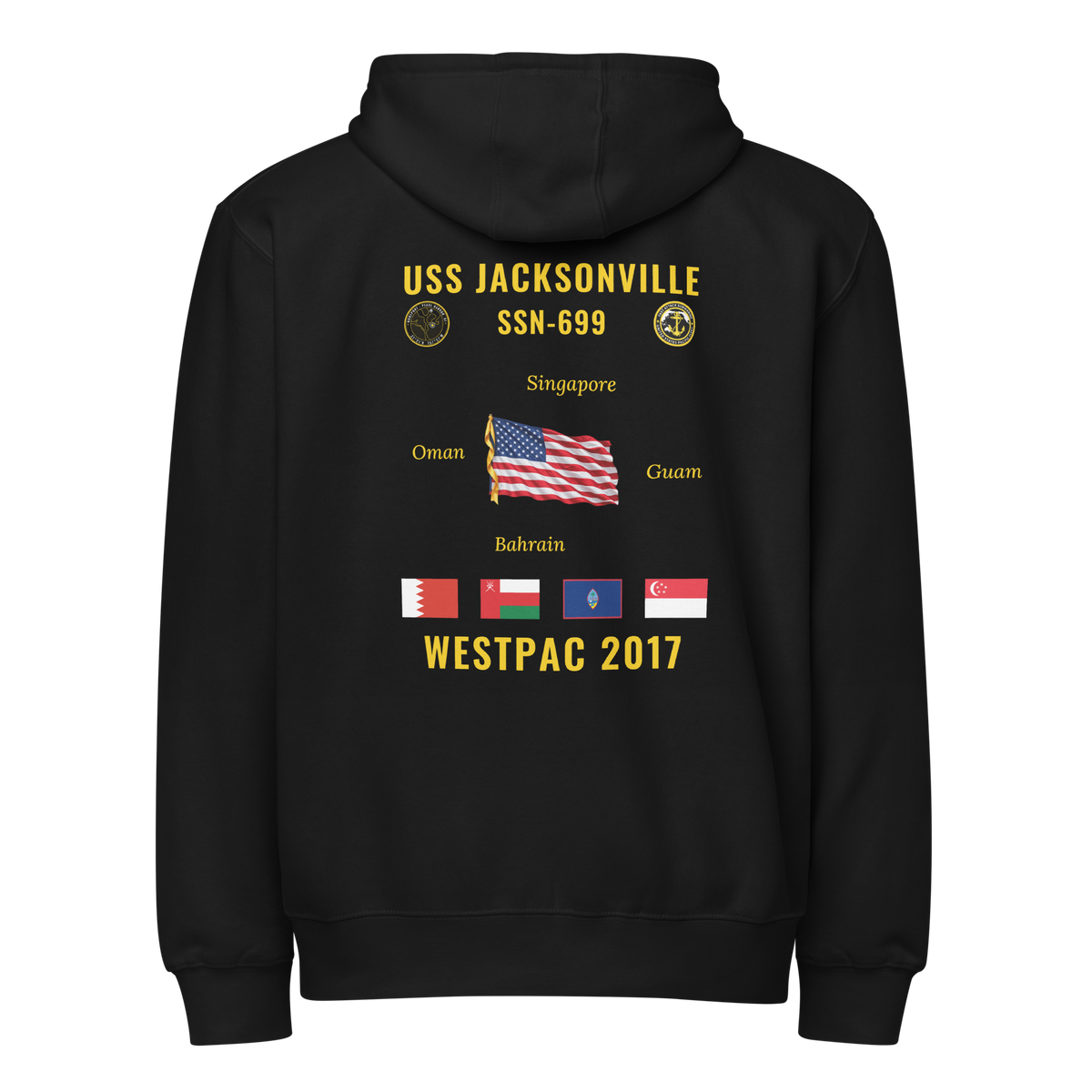 USS Jacksonville (SSN-699) 2017 WestPac Cruise Zip Hoodie