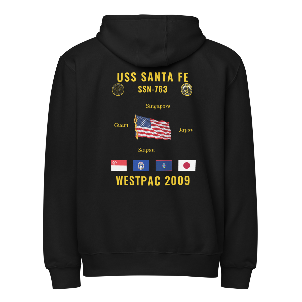 USS Santa Fe (SSN-763) 2009 WestPac Cruise Zip Hoodie