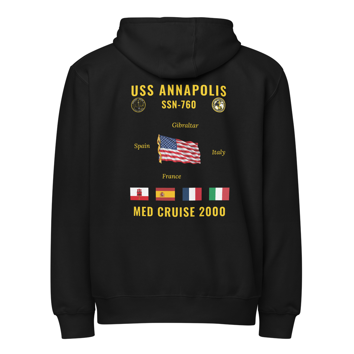 USS Annapolis (SSN-760) 2000 Med Cruise Zip Hoodie