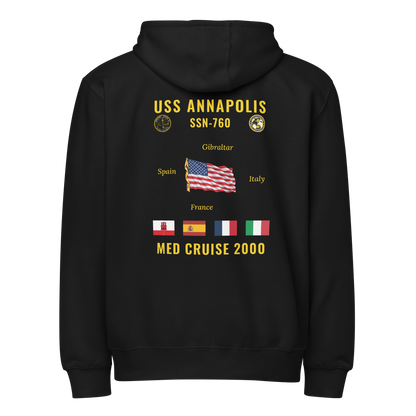 USS Annapolis (SSN-760) 2000 Med Cruise Zip Hoodie