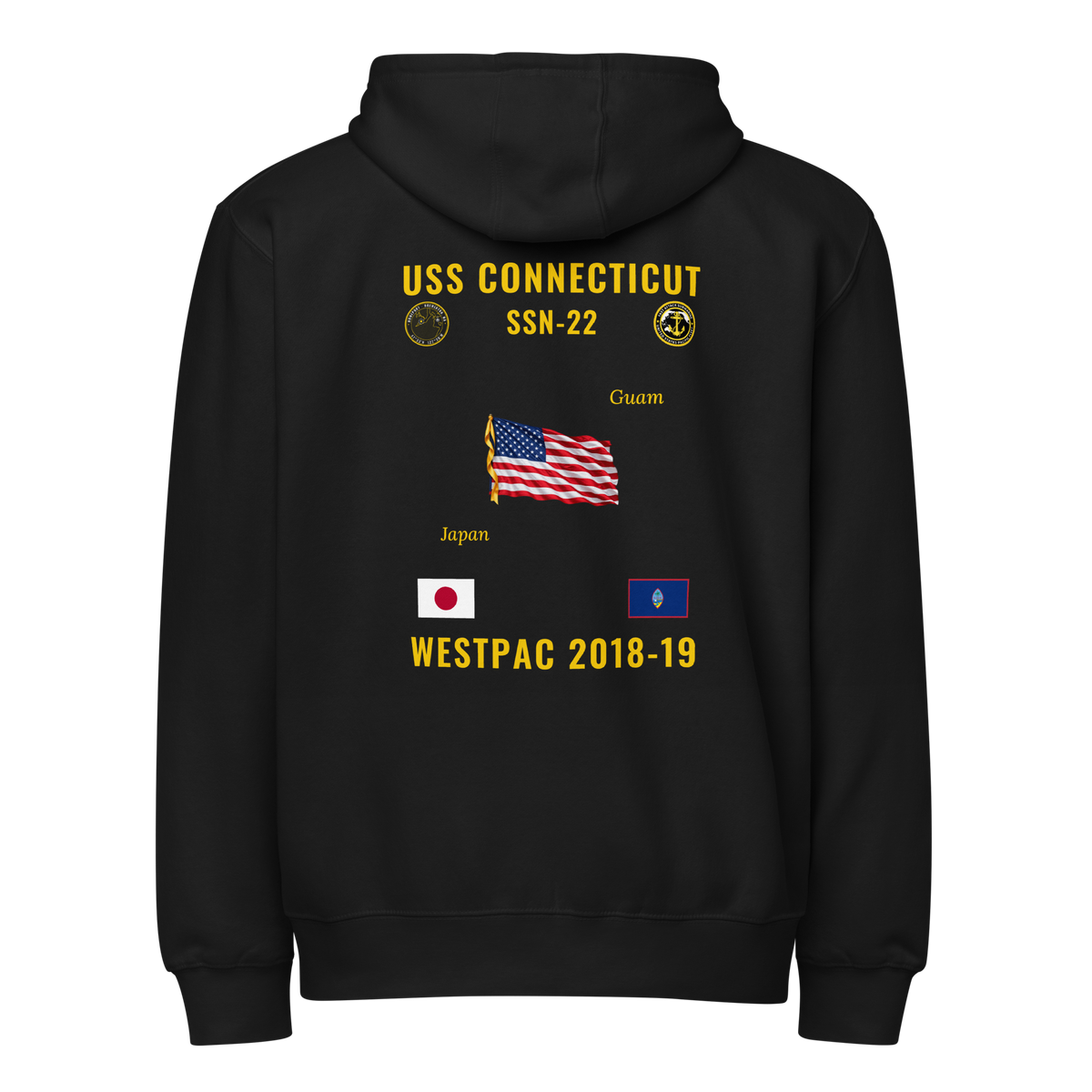 USS Connecticut (SSN-22) 2018-19 WestPac Cruise Zip Hoodie