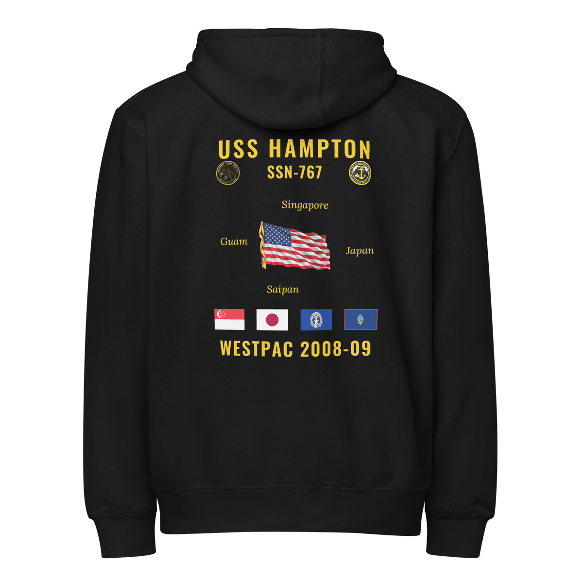 USS Hampton (SSN-767) 2008-09 WestPac Cruise Zip Hoodie