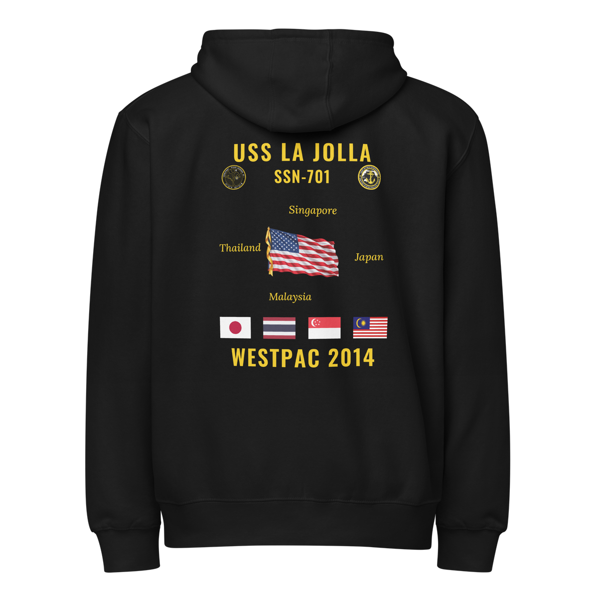 USS La Jolla (SSN-701) 2014 WestPac Cruise Zip Hoodie