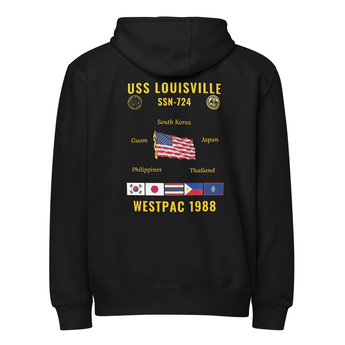 USS Louisville (SSN-724) 1988 WestPac Cruise Zip Hoodie